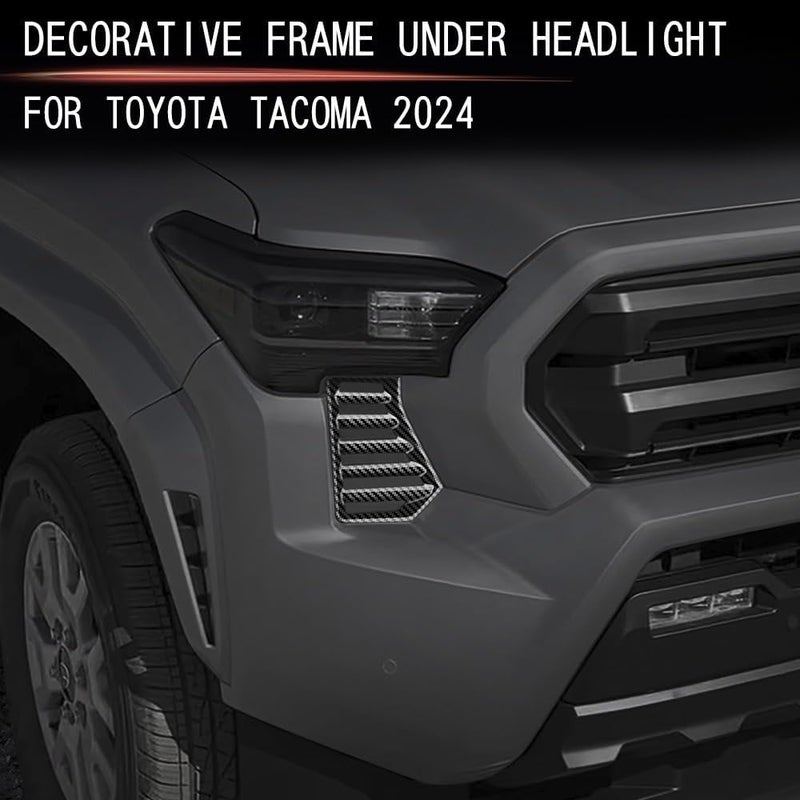 BORUIEN For Toyota Tacoma 2024 2025 2026 Exterior Accessories Front Bumper Side Fog Lamp Light Cover Headlight Trim Frame Grille Decor ABS (Carbon Fiber Grain) - Image 4